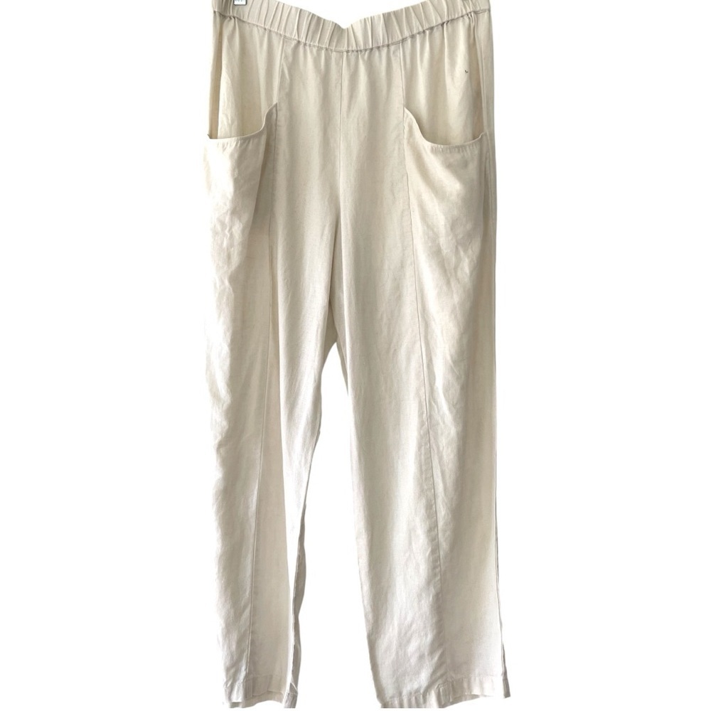Quince linen pants, size L, one small stain, no other flaws, gently worn